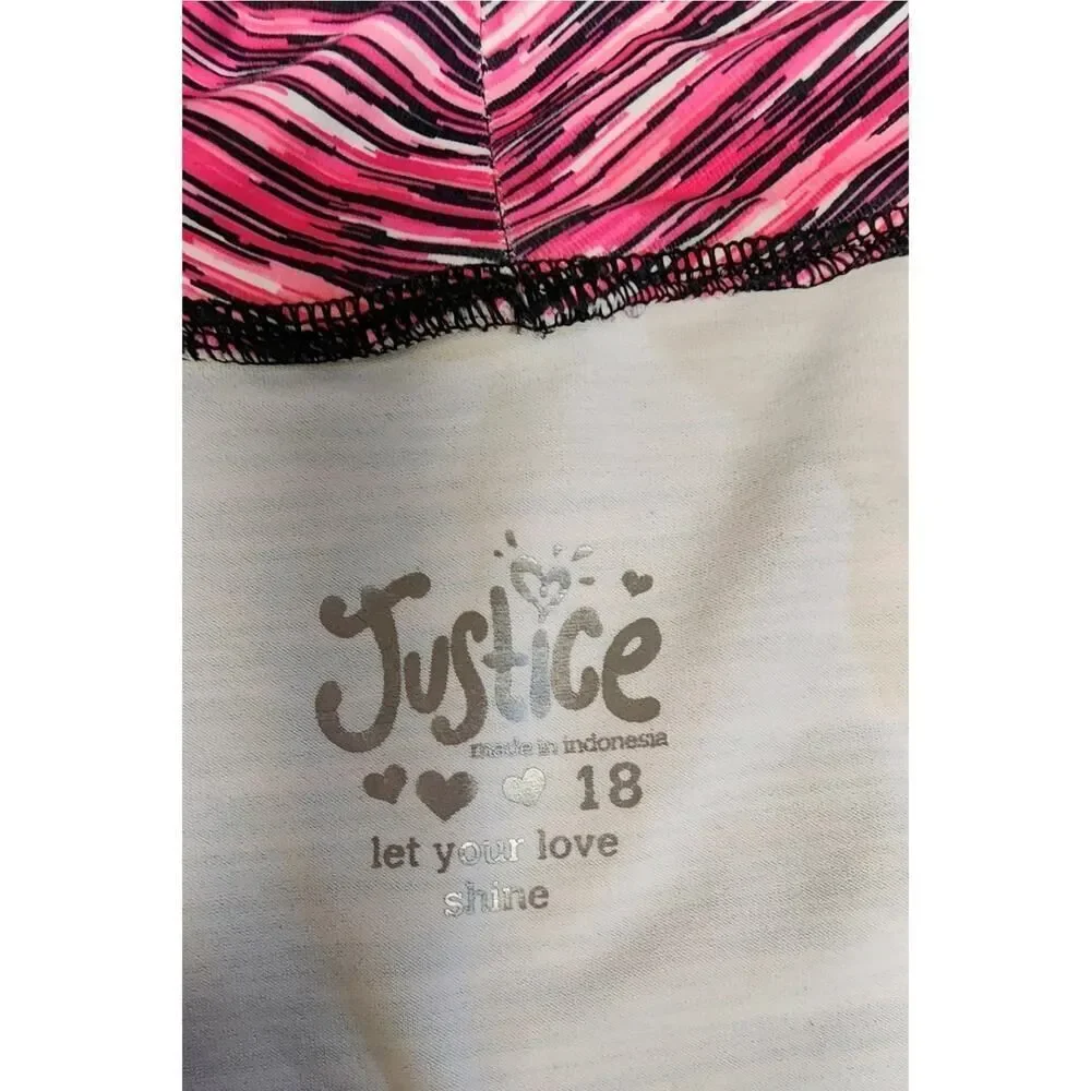 Justice Girls Sweatshirt Pink/Black 18 Pullover Long Sleeves